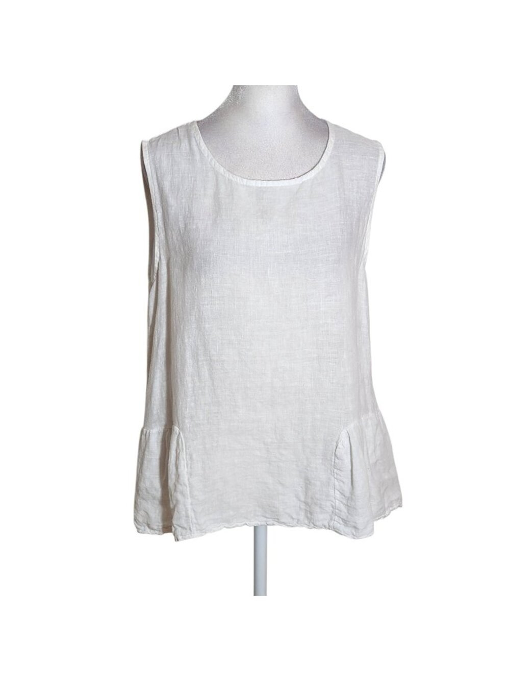 Francesca Bettini White Linen Sleeveless Blouse Size Small